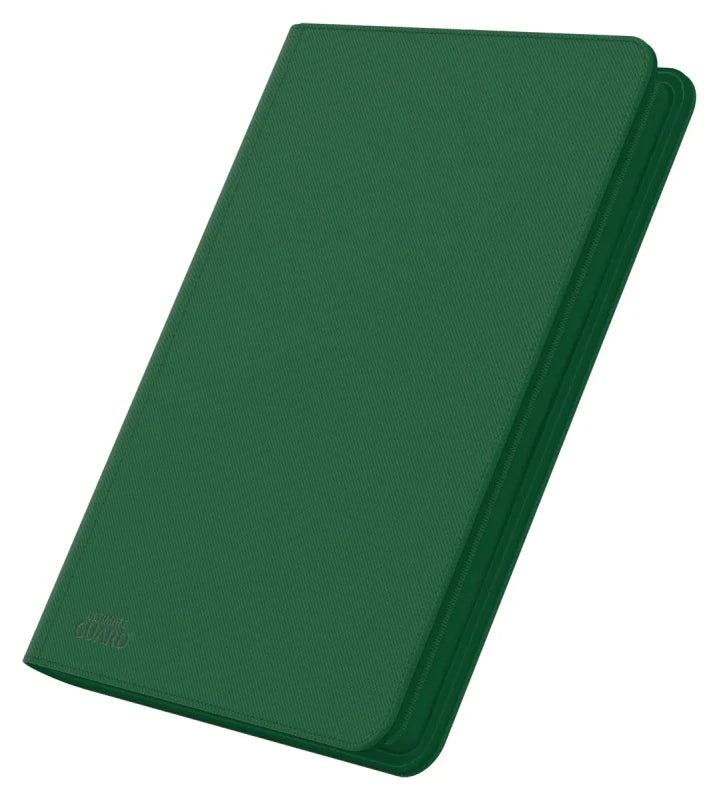 Ultimate Guard Zipfolio 320 16-Pocket Xenoskin card storage binder with black exterior and transparent card pockets.