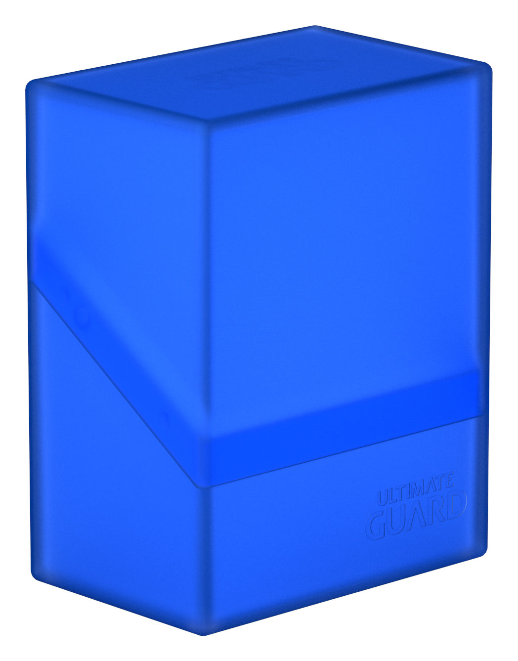 Ultimate Guard Boulder 60+ Sapphire card deck case showing its sturdy exterior and secure closure for collectible card storage.