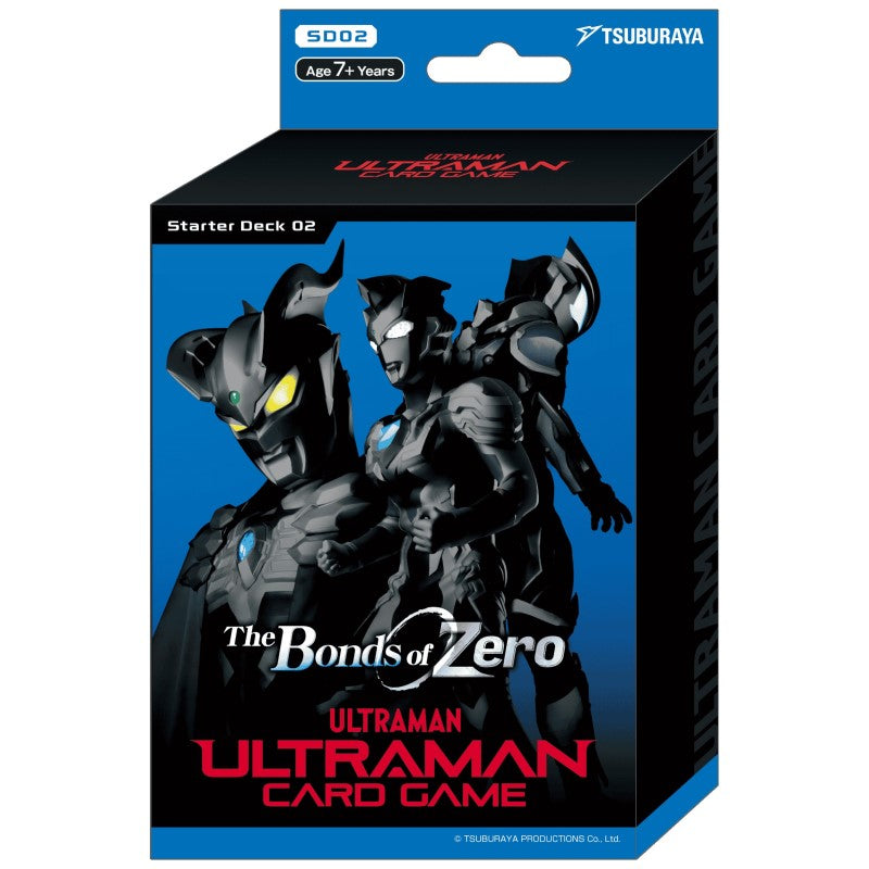 Ultraman TCG The Bonds of Zero starter deck featuring collectible trading cards with Ultraman and Tsuburaya branding.
