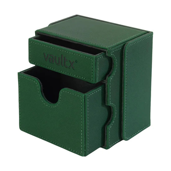 Vault X Exo-Tec Game Box 100+ in green, durable storage case for game cartridges or cards, with secure latch and compact design.