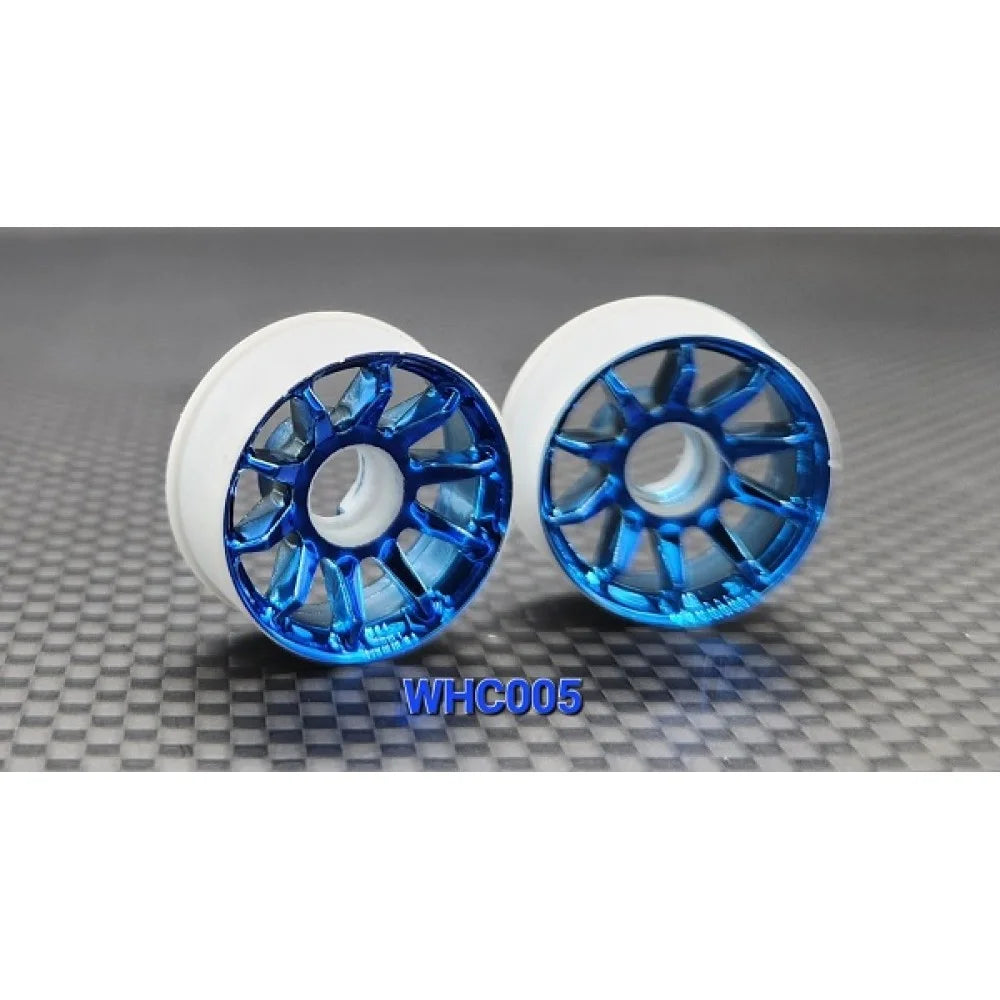 GL Racing R10 Blue Chrome RWD rims displayed on a vehicle, showcasing sleek blue chrome finish and stylish wheel design.