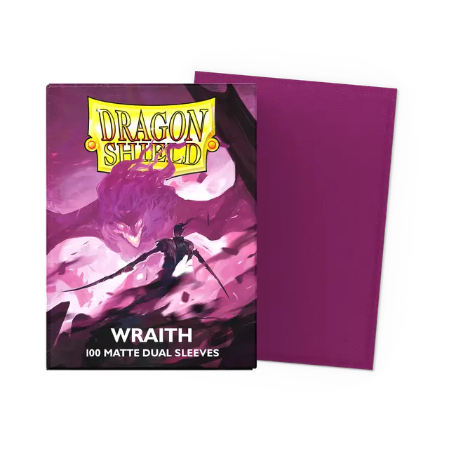 Dragon Shield Wraith Dual Matte Standard Sleeves for trading cards, featuring a sleek matte finish and durable protective design.