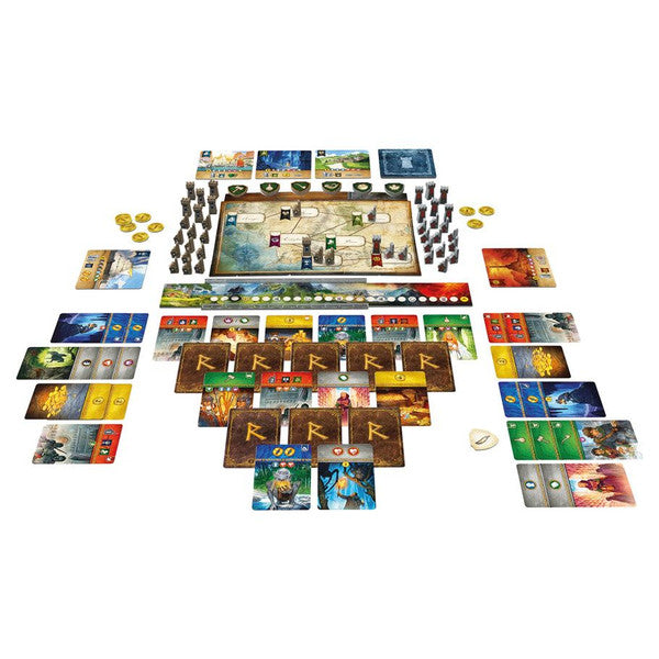 Board game box for The Lord of the Rings: Duel for Middle-Earth by Asmodee, featuring Middle-earth characters and epic artwork.