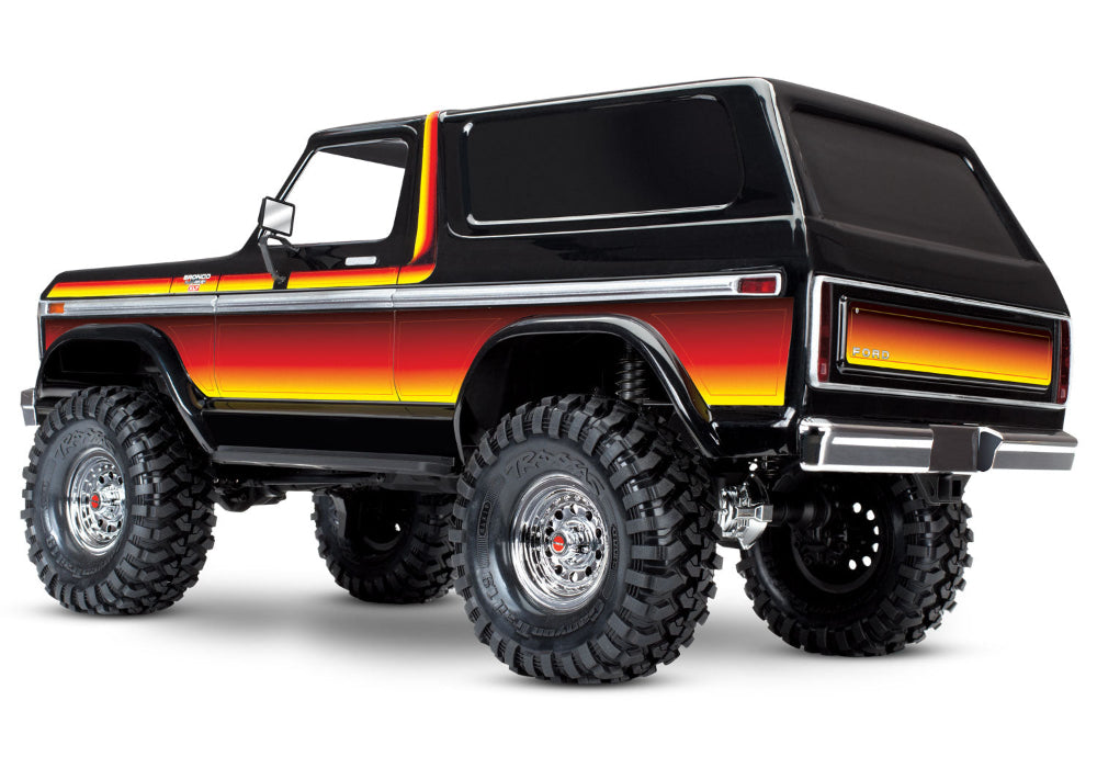 Traxxas TRX-4 1979 Ford Bronco remote control RC vehicle in a studio setting, detailed exterior with classic SUV design.