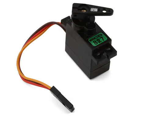 EcoPower ECP-827 12g digital metal gear micro servo showing a compact metal gear servo with wiring and mounting horn