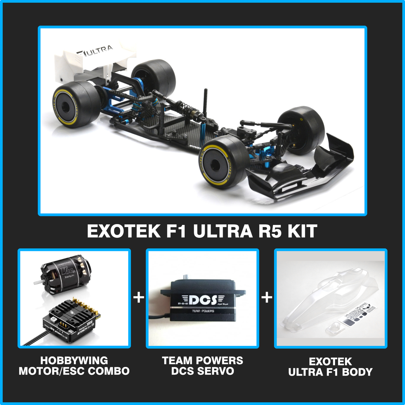 Exotek F1 Ultra Bundle by Exotek Racing featuring high-performance RC car parts and accessories in a compact package.