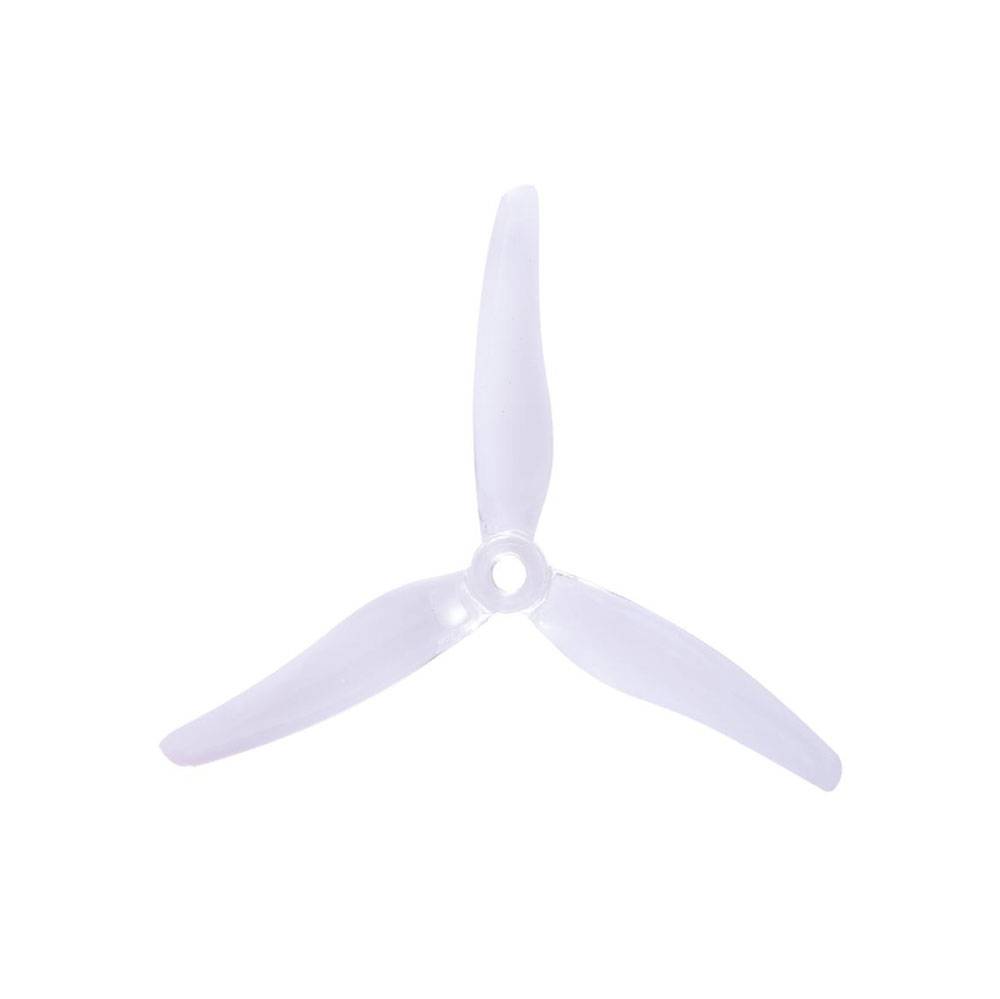 Two pairs of Gemfan Hurricane 51433 3-blade drone propellers in clear plastic, designed for quadcopters and drone racing.