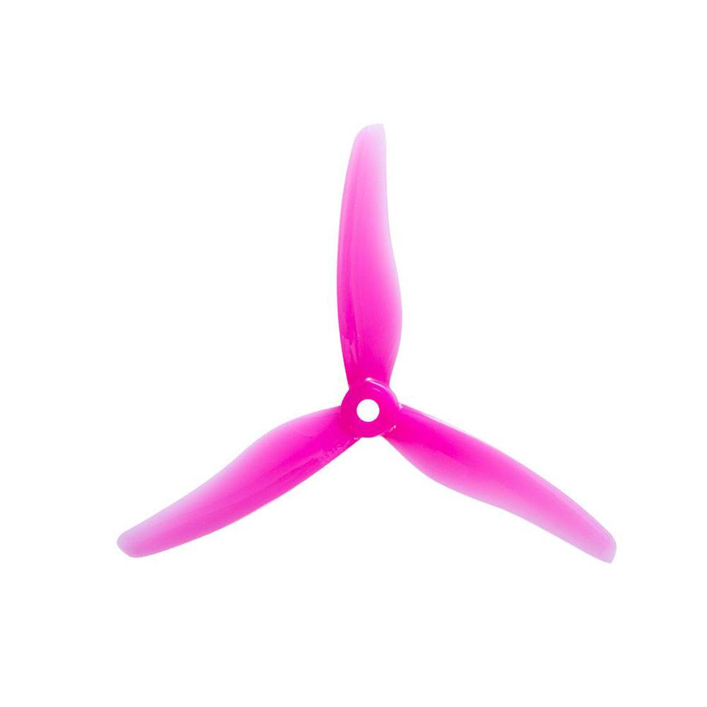 Two pairs of Gemfan Hurricane 51433 3-blade drone propellers in pink, designed for quadcopters and aerial drones.