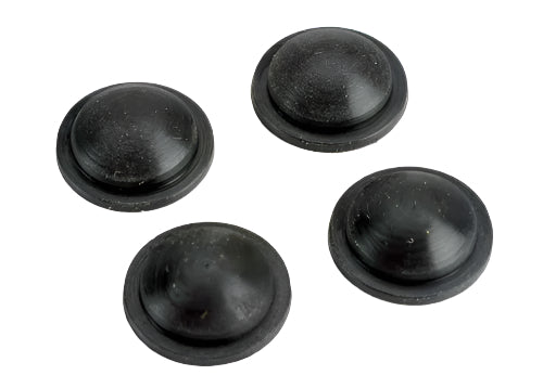 Traxxas rubber diaphragms for RC models, set of four, flexible black rubber components for improved performance and sealing.