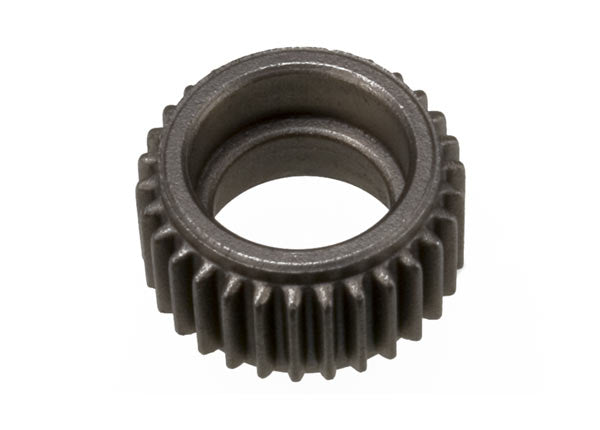Traxxas 30-tooth steel idler gear for RC cars, showing a shiny metal gear with gear teeth and mounting hole on a white background.