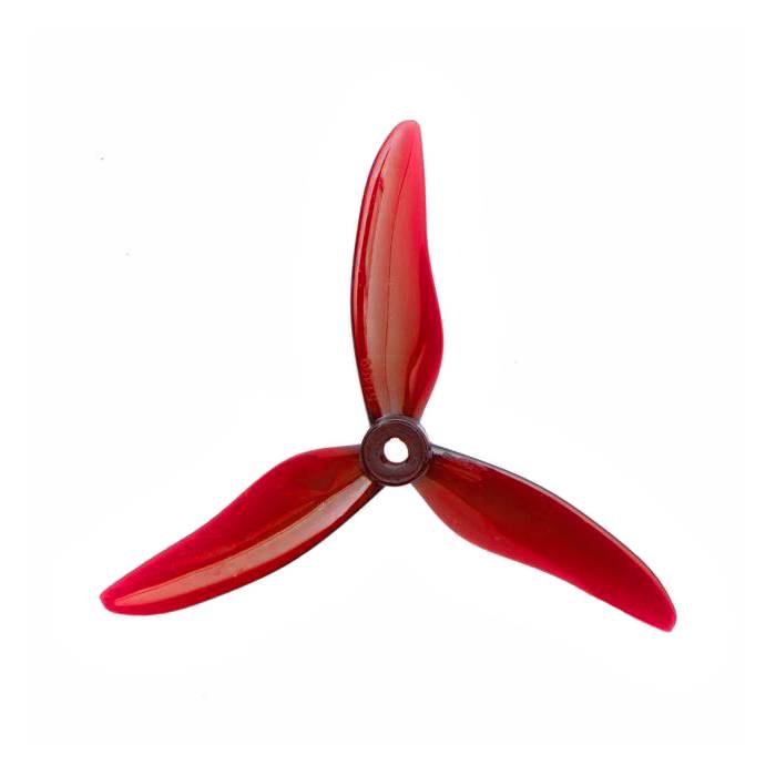 Red Gemfan Hurricane 51499 3-blade drone propellers shown on a white background.