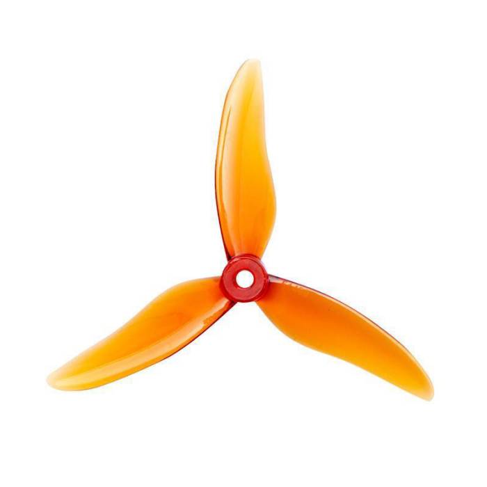 Gemfan Hurricane 51499 3-blade drone propellers in whisky color, showing the detailed blade design and aerodynamic shape.