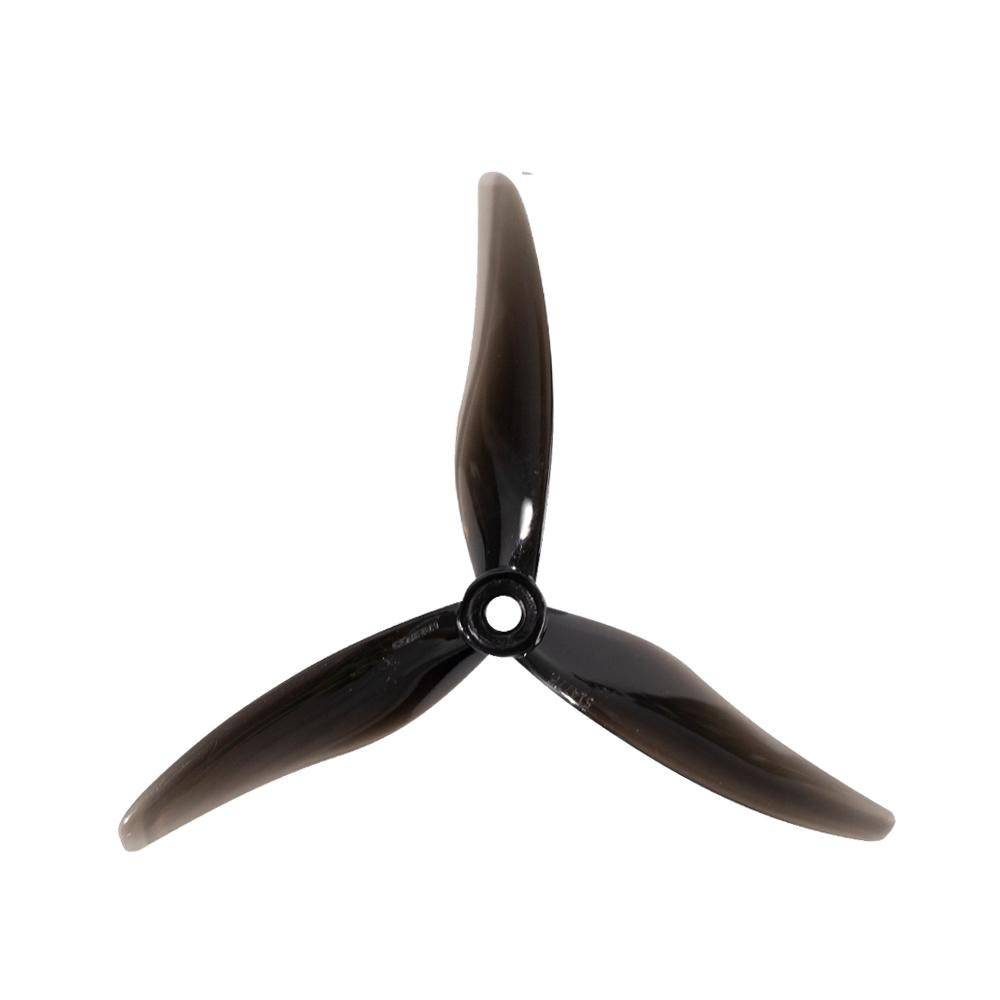 Two pairs of Gemfan Hurricane 51477 3-blade JB drone propellers in clear black, designed for high-performance quadcopters.