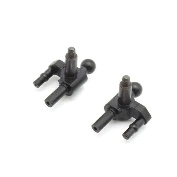 Kyosho Mini-Z MR-04 RC car camber knuckle part, detailed close-up showing metal and plastic components for precision handling.