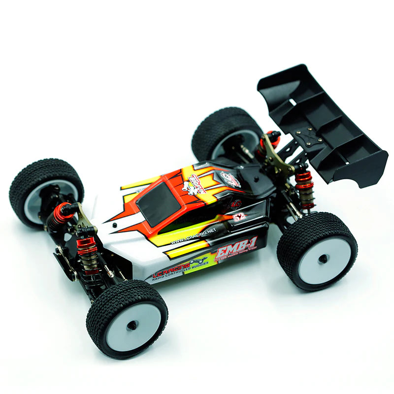 LC Racing L6244 1/14 EMB-1 painted Lexan buggy body with detailed design for RC car racing.