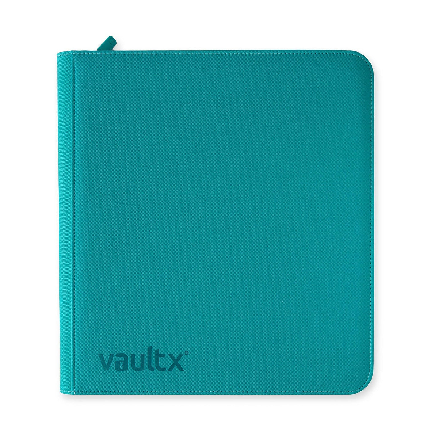 Ocean-blue Vault X Exo-Tech 12-pocket zip binder with durable design and multiple pockets for organizing documents and accessories.