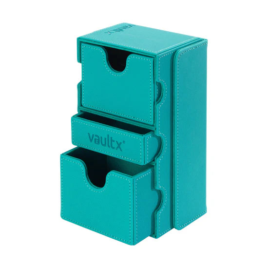 Vault X Exo-Tec Game Box 200+ in ocean blue with three compartments for storing gaming accessories and collectibles.