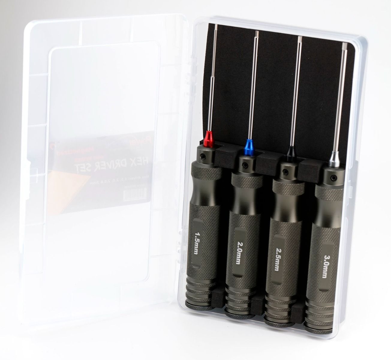 Powerhobby Pro Series magnetized hex tool set for RC cars, includes 1.5mm, 2.0mm, 2.5mm, and 3.0mm metric hex drivers.