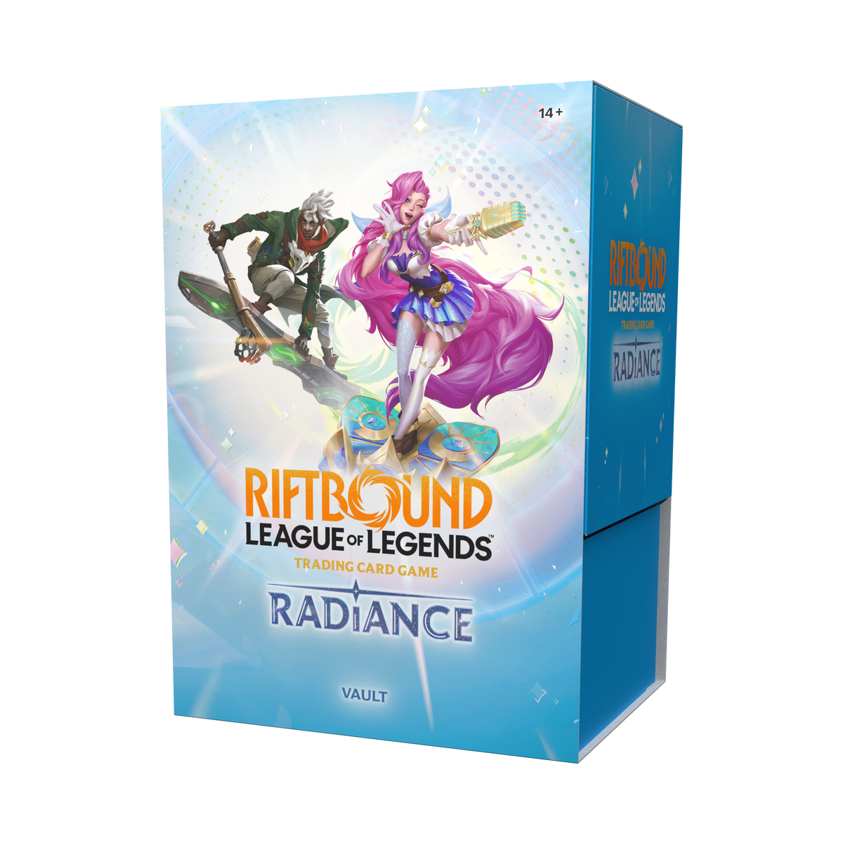 Riftbound: Radiance Vault game box by UVS Games featuring vibrant artwork and a fantasy-themed design.