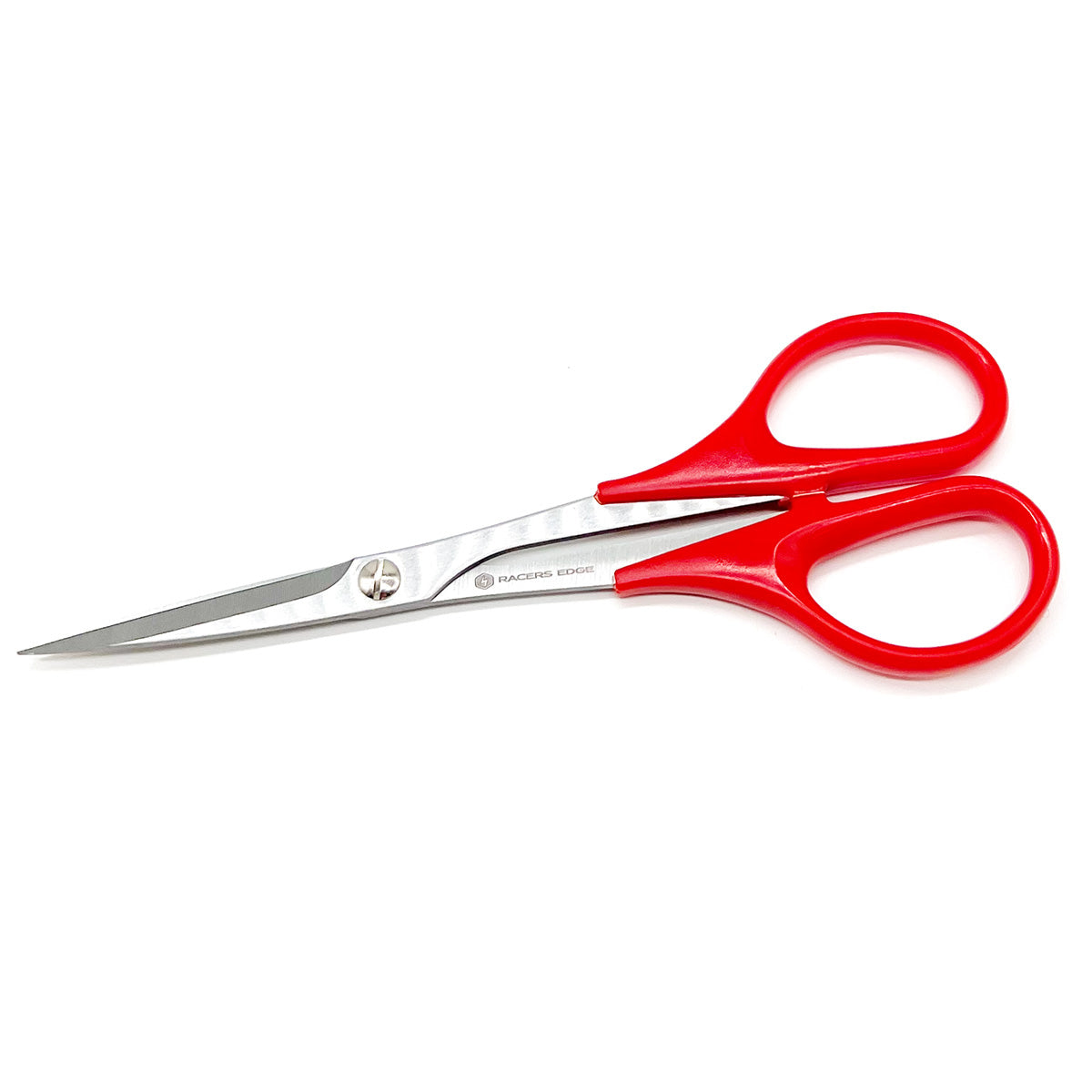 Racers Edge Straight Lexan Body Scissors for precise cutting of RC car bodies, featuring ergonomic handles and sharp blades.