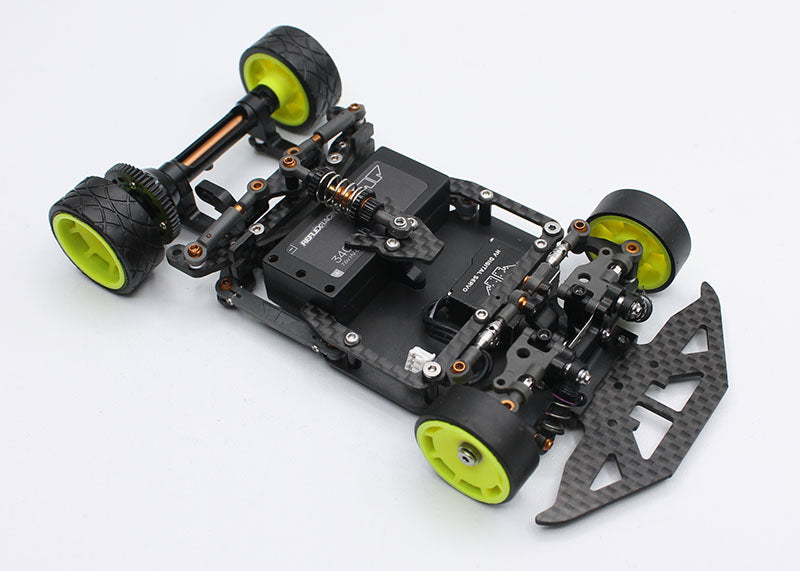 Reflex Racing RX28D Worlds Edition 2WD RC car kit in blue with detailed chassis and racing decals, ready for high-speed racing.