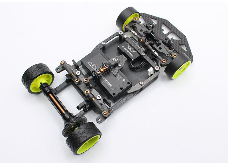 Reflex Racing RX28D Worlds Edition 2WD RC car kit in silver with black accents, detailed chassis and racing tires.