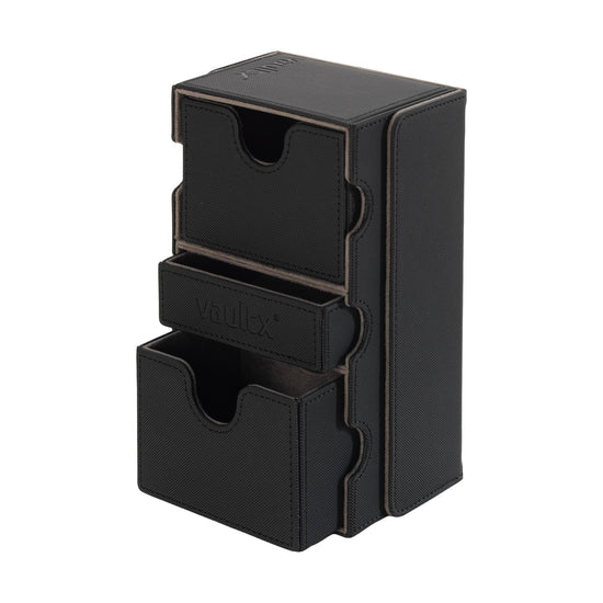 Vault X Exo-Tec Game Box 200+ in signature black, designed for storing gaming cartridges and accessories.
