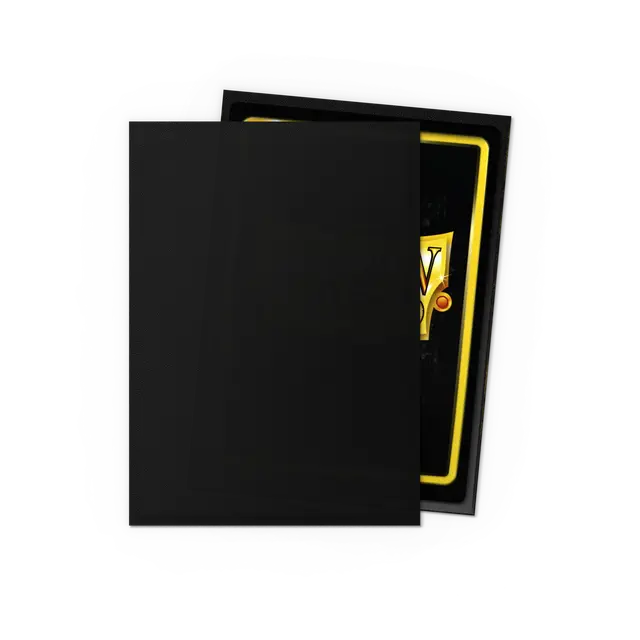 Dragon Shield matte black standard card sleeves with non-glare finish, ideal for protecting trading cards and gaming cards.