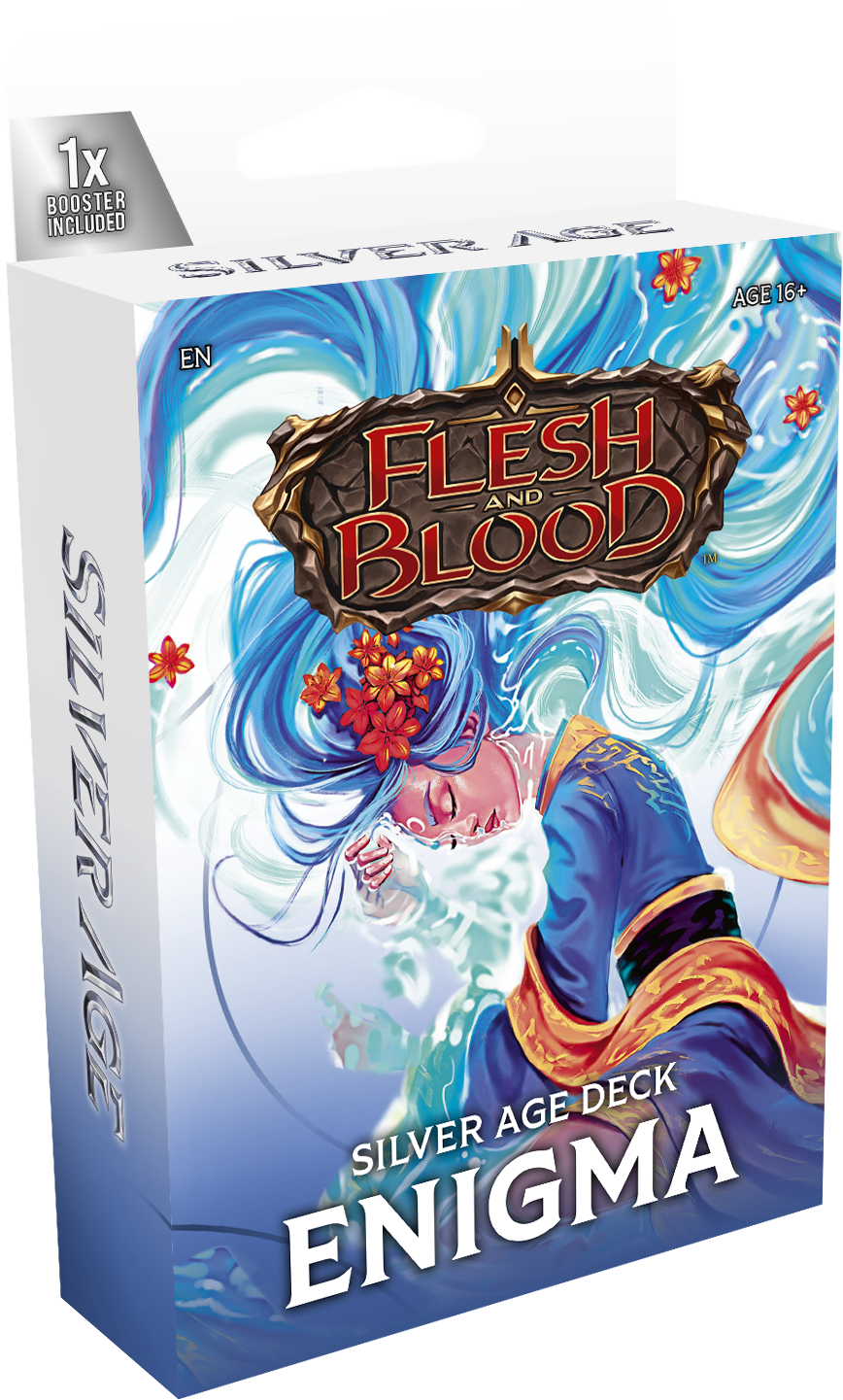 Legends Story Studios Flesh and Blood Silver Age Chapter 2 Starter Decks collectible trading cards, featuring vibrant card artwork.
