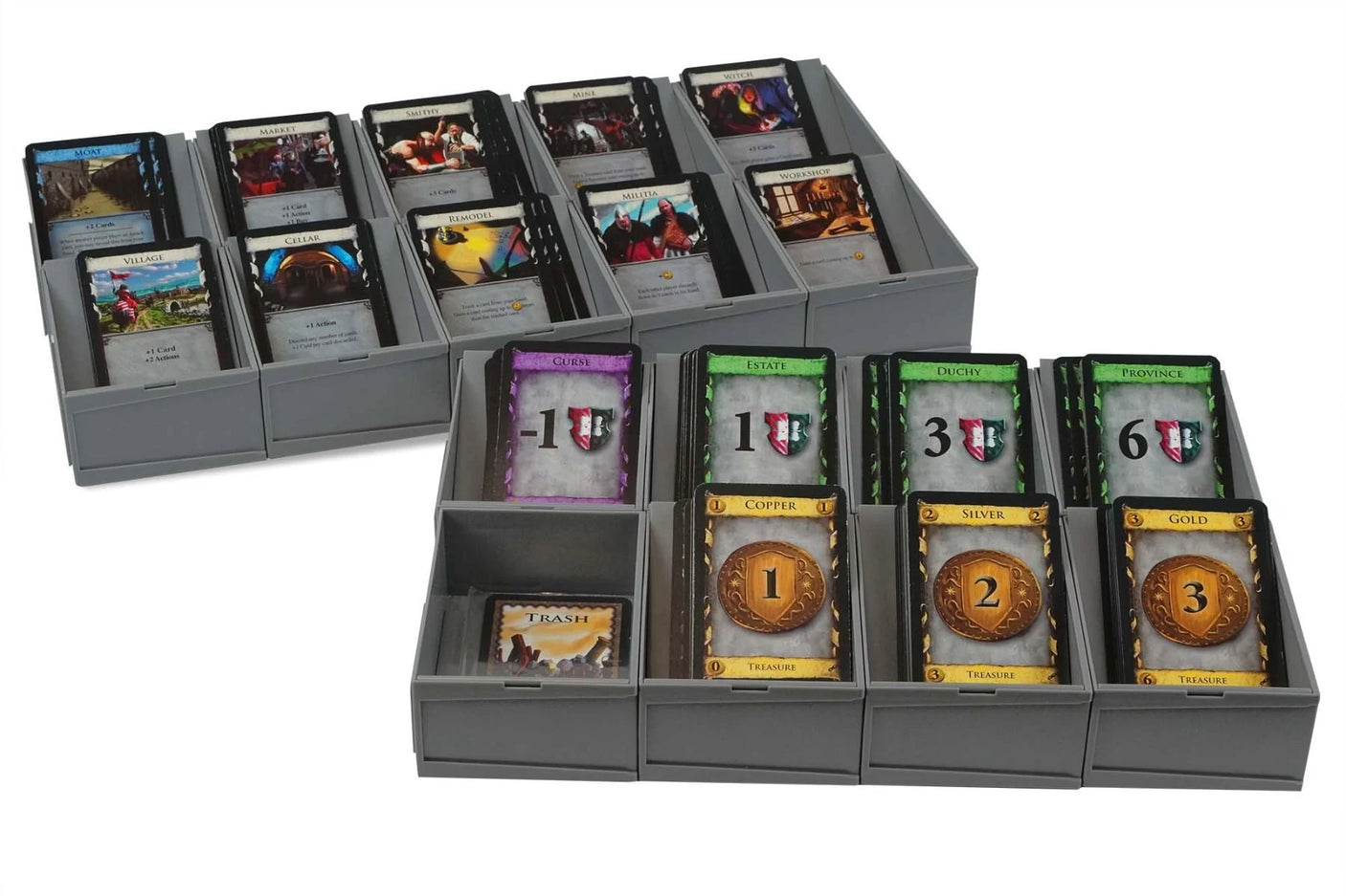 BCW Modular Sorting Tray with 6 compartments for organizing board game pieces or collectibles.