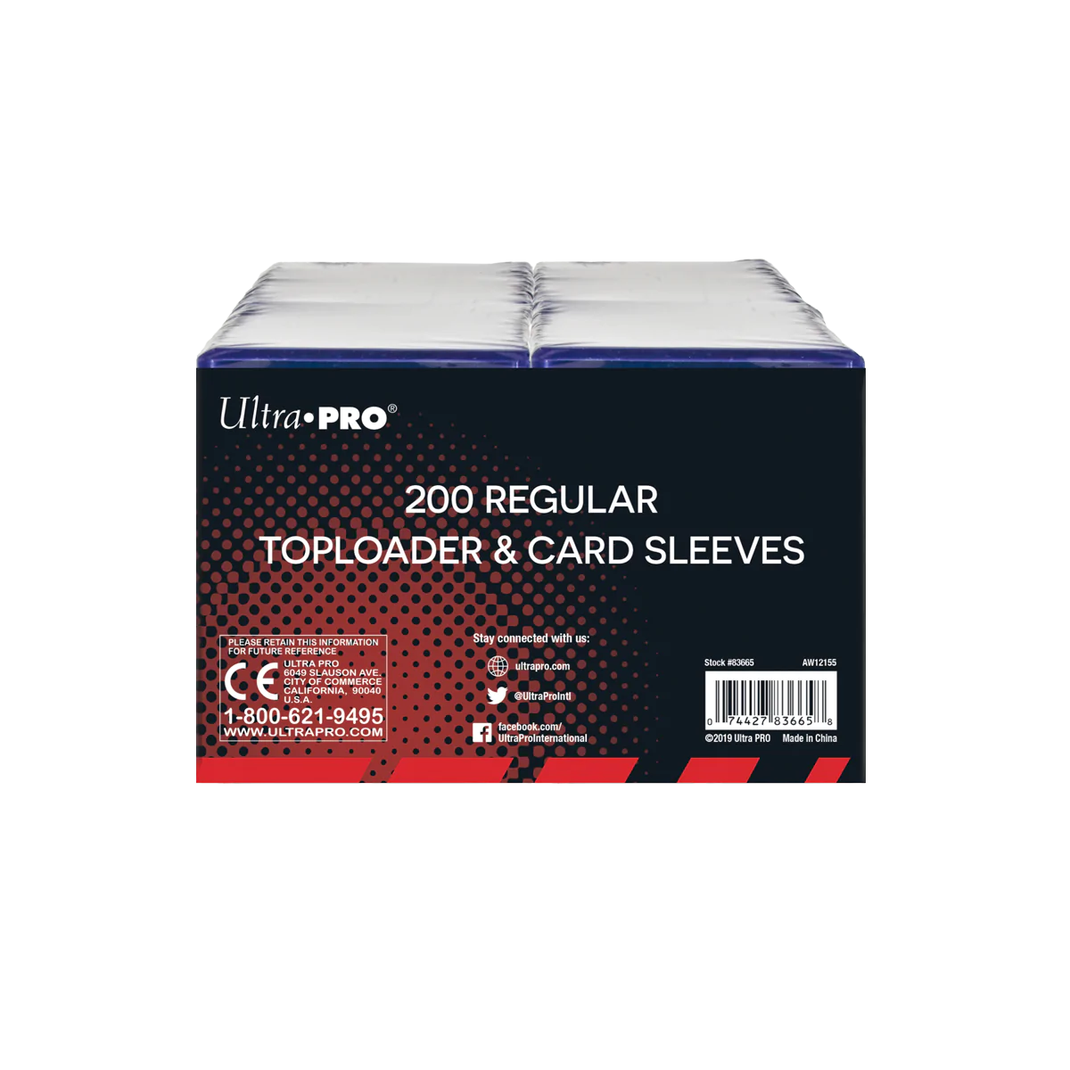 Ultra Pro 3x4 inch card toploaders and soft sleeves bundle for trading cards, shown with 200 clear protectors on a white background.
