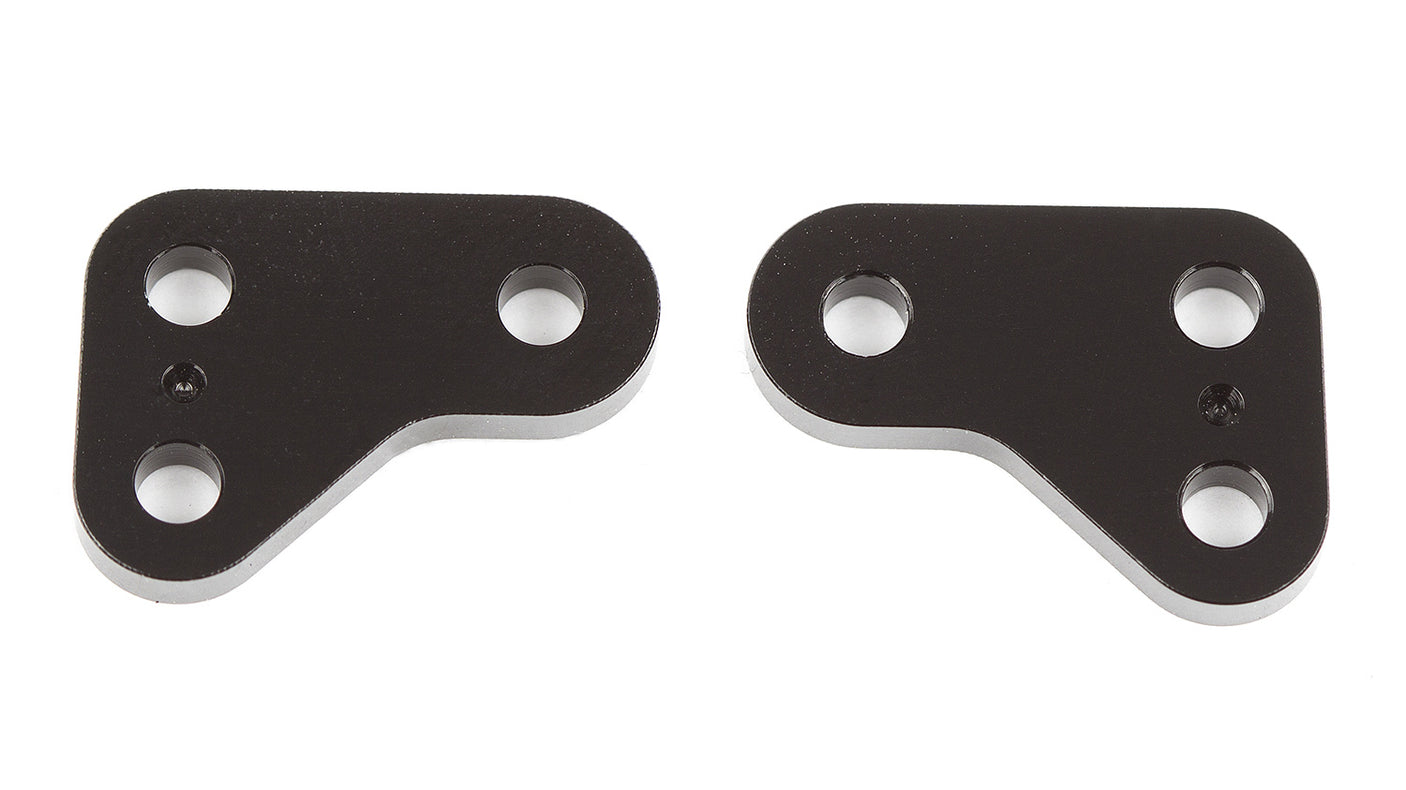 Team Associated RC10B6 FT RC car steering block arms with +1 offset, shown in close-up on a white background