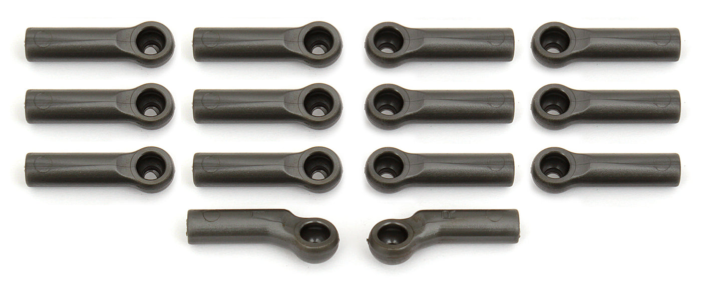 Team Associated RC10B6 ballcups (91722) for remote control car, close-up of black plastic components with detailed textures.