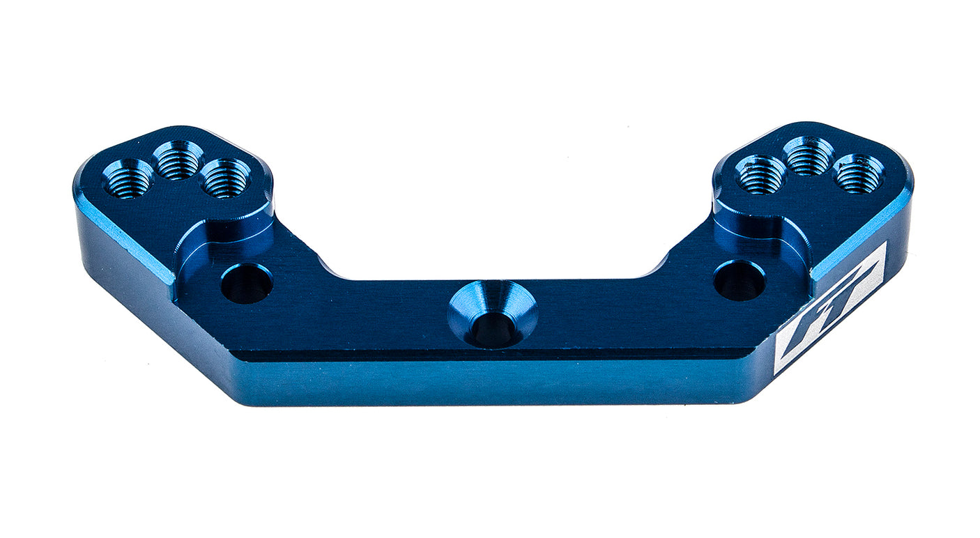 Team Associated RC10B6.2/3/4 front rear ball stud mount with +2mm offset, shown attached to RC model chassis.