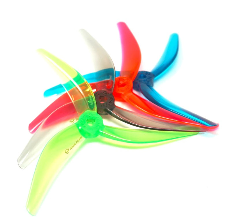 Azure Power Johnny Freestyle 3 Blade drone propellers, lightweight and durable for high-performance flying.