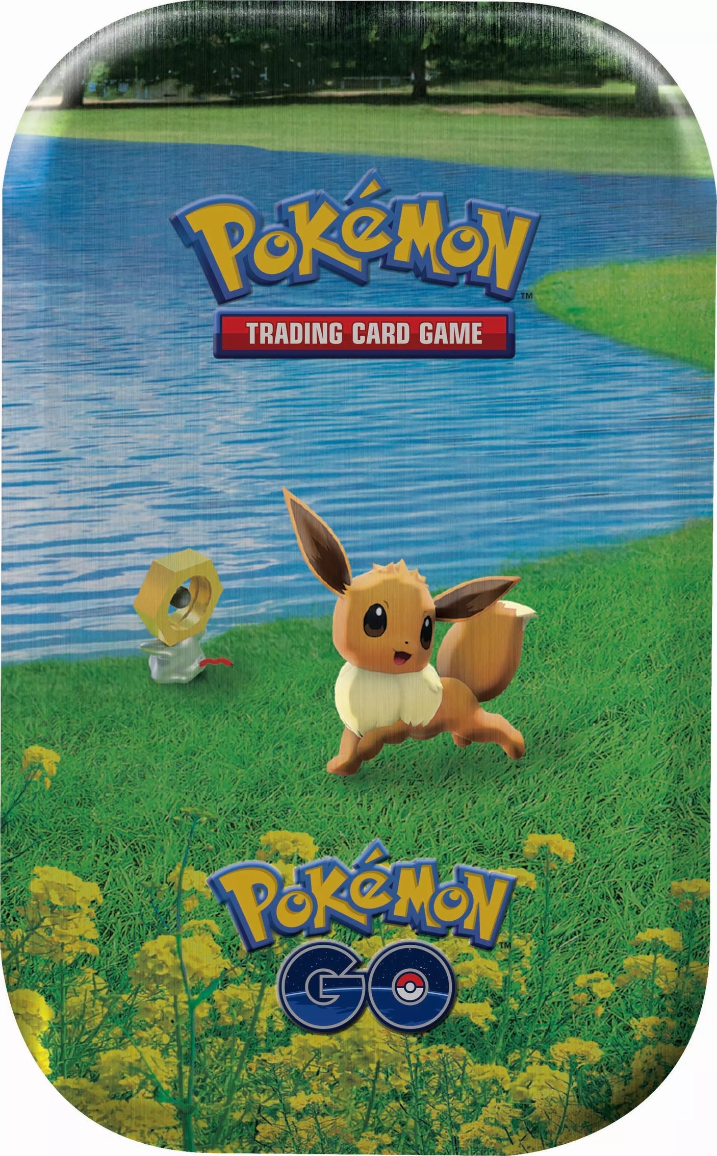 Assorted Pokémon GO Mini Tins with Pokémon trading cards from the Pokémon brand, featuring colorful designs and collectible cards inside.