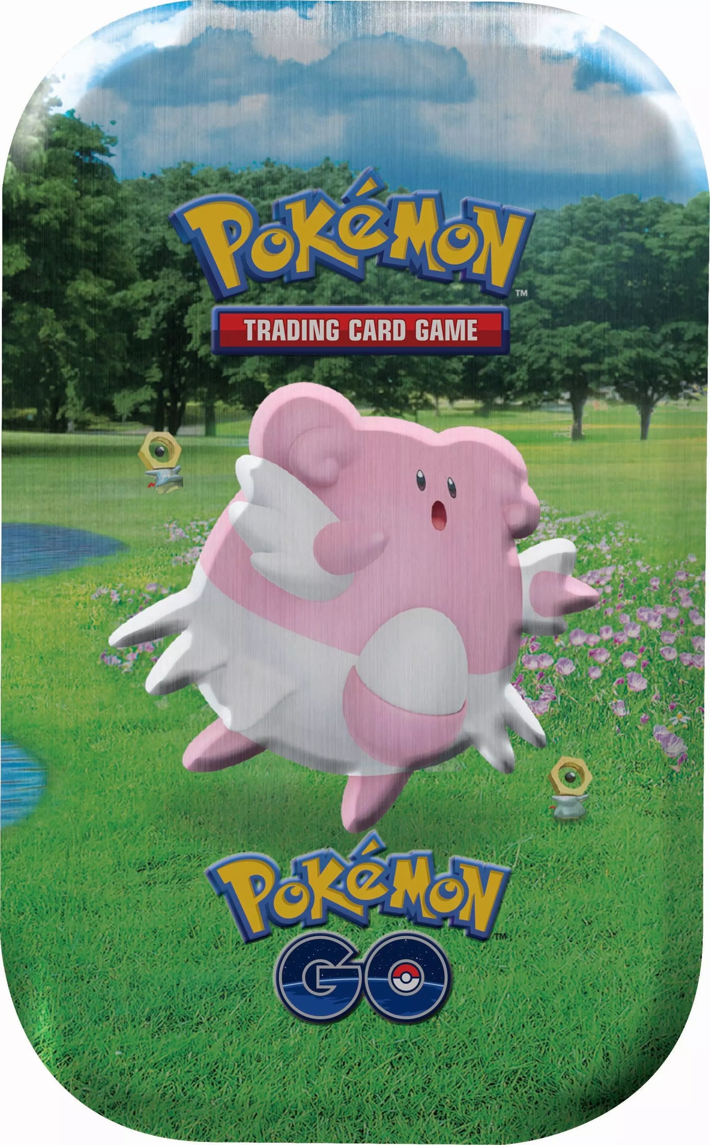 Assorted Pokémon GO Mini Tins with Pokémon trading cards inside, featuring popular Pokémon characters and collectible card game accessories.