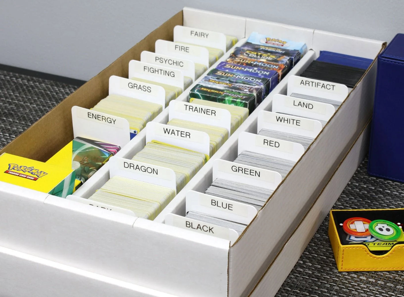 Set of 10 BCW tall trading card dividers with colorful shoe-themed designs for organizing collectible cards.