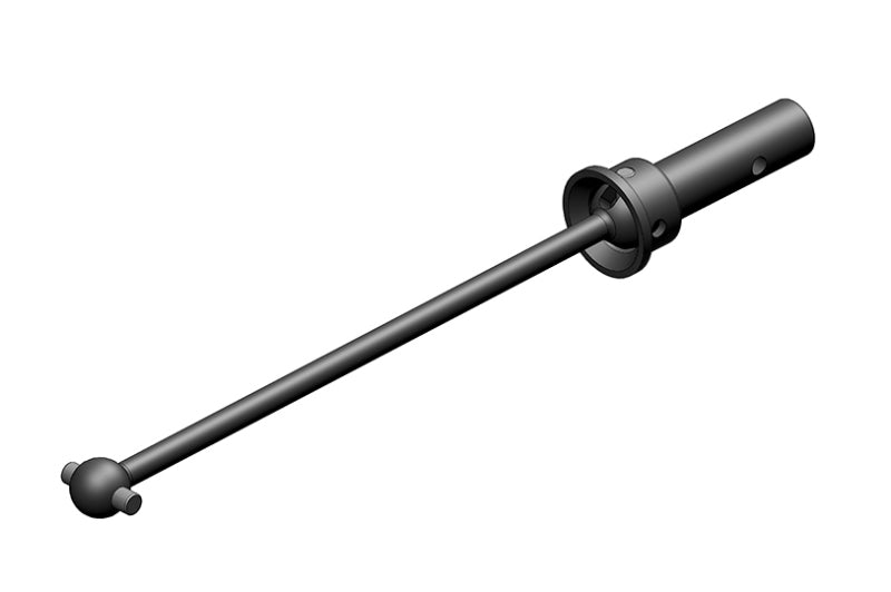 Team Corally Short Front CVD Drive Shaft for RC cars, shown in black with precise details and compact design.