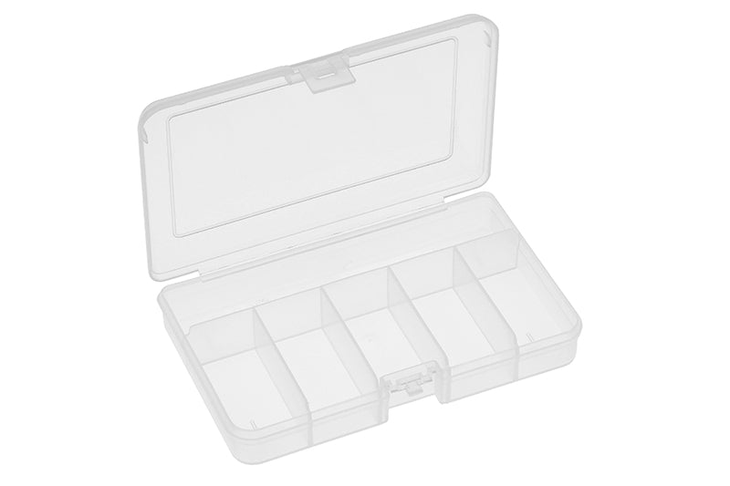 Team Corally RC car medium parts boxes, 165x112x31mm, with multiple storage compartments for organizing small parts.