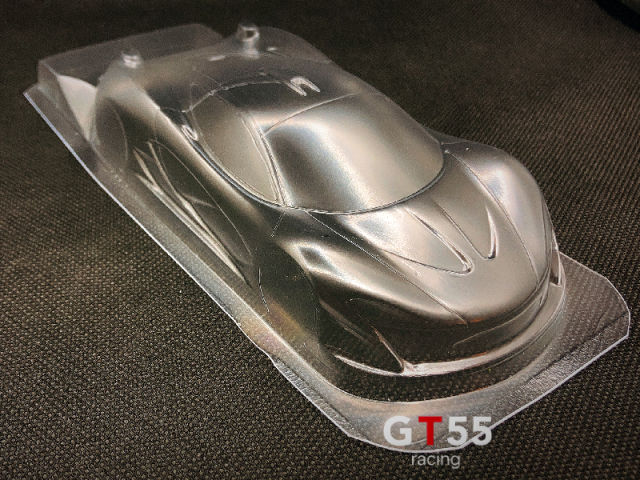 GT55 Racing P1 Lexan clear body shell for 98mm wheelbase racing RC car, featuring lightweight, durable Lexan construction.