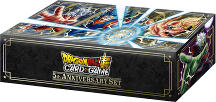 Bandai Dragon Ball Super 5th Anniversary Box BE21 featuring colorful collectible figures and packaging artwork.