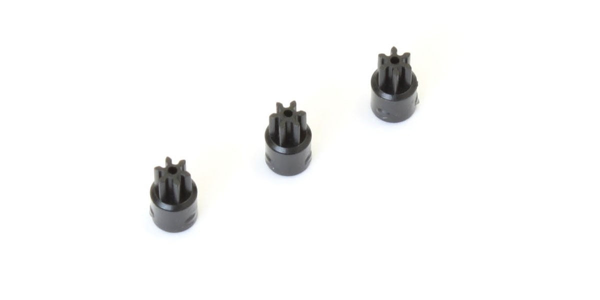 Kyosho RC car pinion gear set with three 6-tooth gears for MZ6BK-06 model, showing metal gear teeth and packaging.
