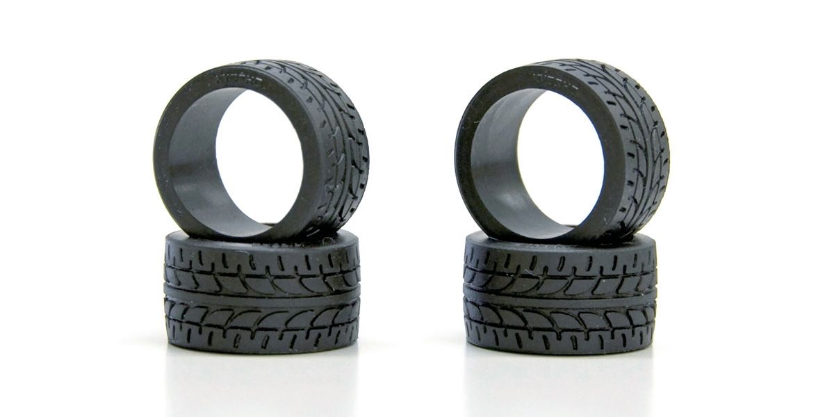 Kyosho Mini-Z RC car racing radial wide tires with 20° angle for improved grip and performance.