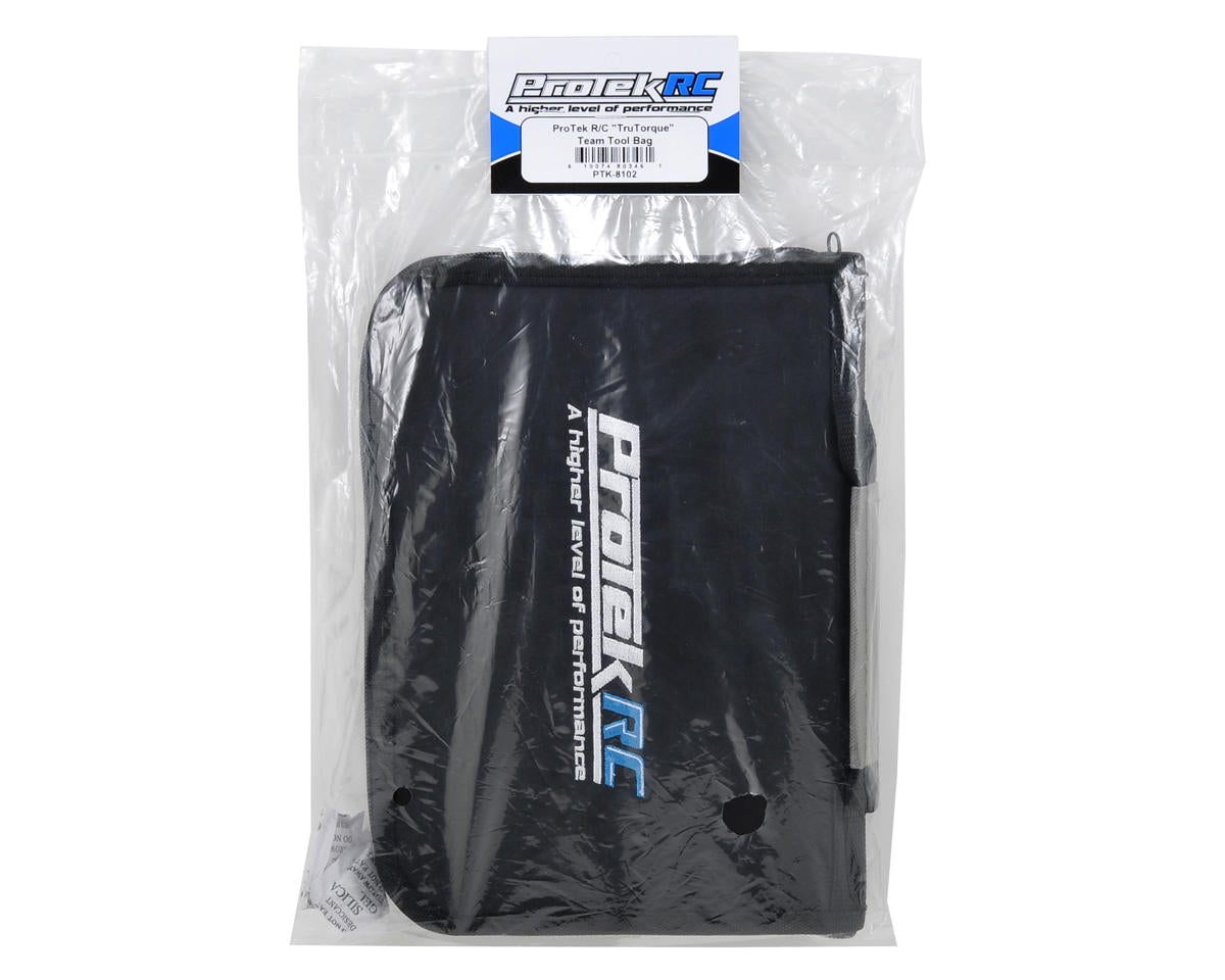 ProTek RC TruTorque Team Tool Bag showing multiple compartments and tools for RC hobbyists.
