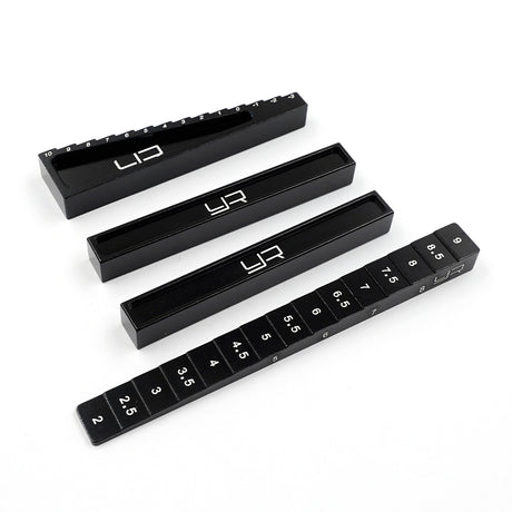 Black Yeah Racing chassis setting kit for 1:10 and 1:8 on-road RC cars, includes various adjustment tools and components.