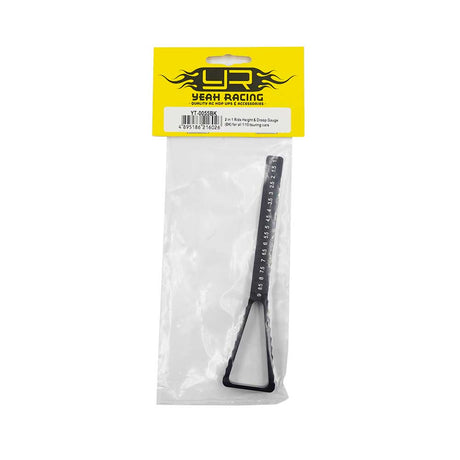 Yeah Racing 2in1 Ride Height and Droop Gauge for 1/10 touring cars, black plastic tool for precise measurements