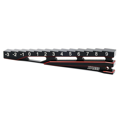 Xpress Chassis Droop Gauge -3 to 9mm for precise suspension setup, showing the gauge with measurement markings and scale.