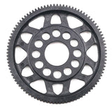 Xpress 64P composite spur gear, black plastic gear with teeth, designed for RC models and mechanical applications.