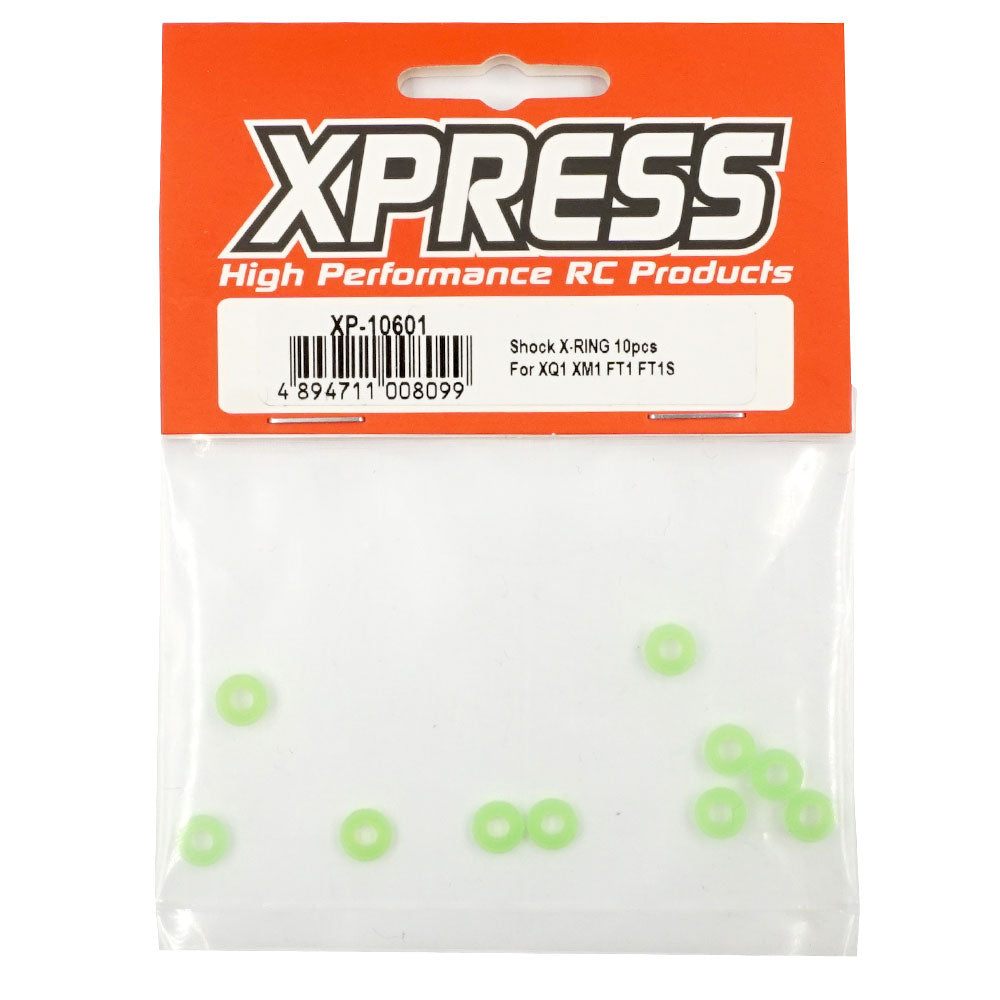 Set of 10 Xpress Shock X-Rings in black, designed for shock absorption and sealing in mechanical applications.